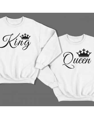 Парные свитшоты для влюбленных "King" (Король) и  "Queen" (Королева) Парные свитшоты для влюбленных "King" (Король) и  "Queen" (Королева)